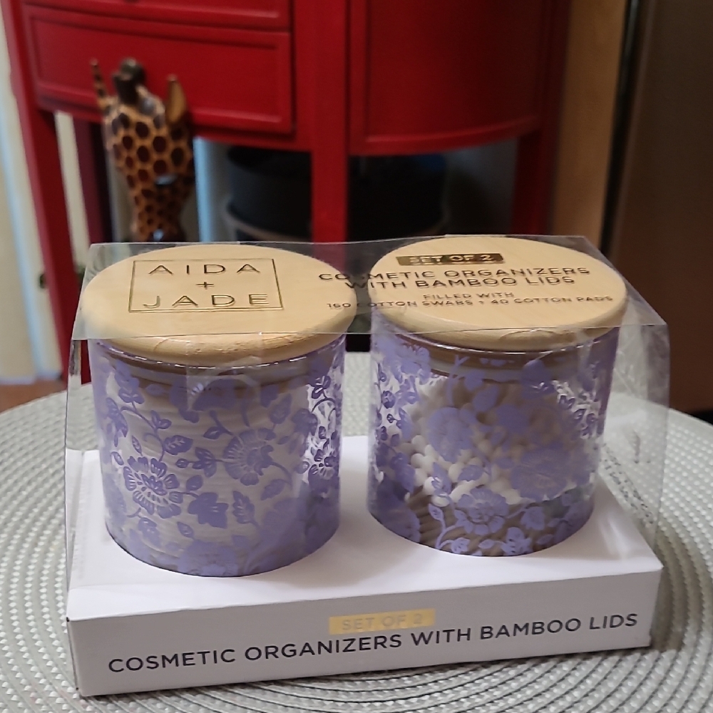 Cosmetic Organizers W/Bamboo Lids